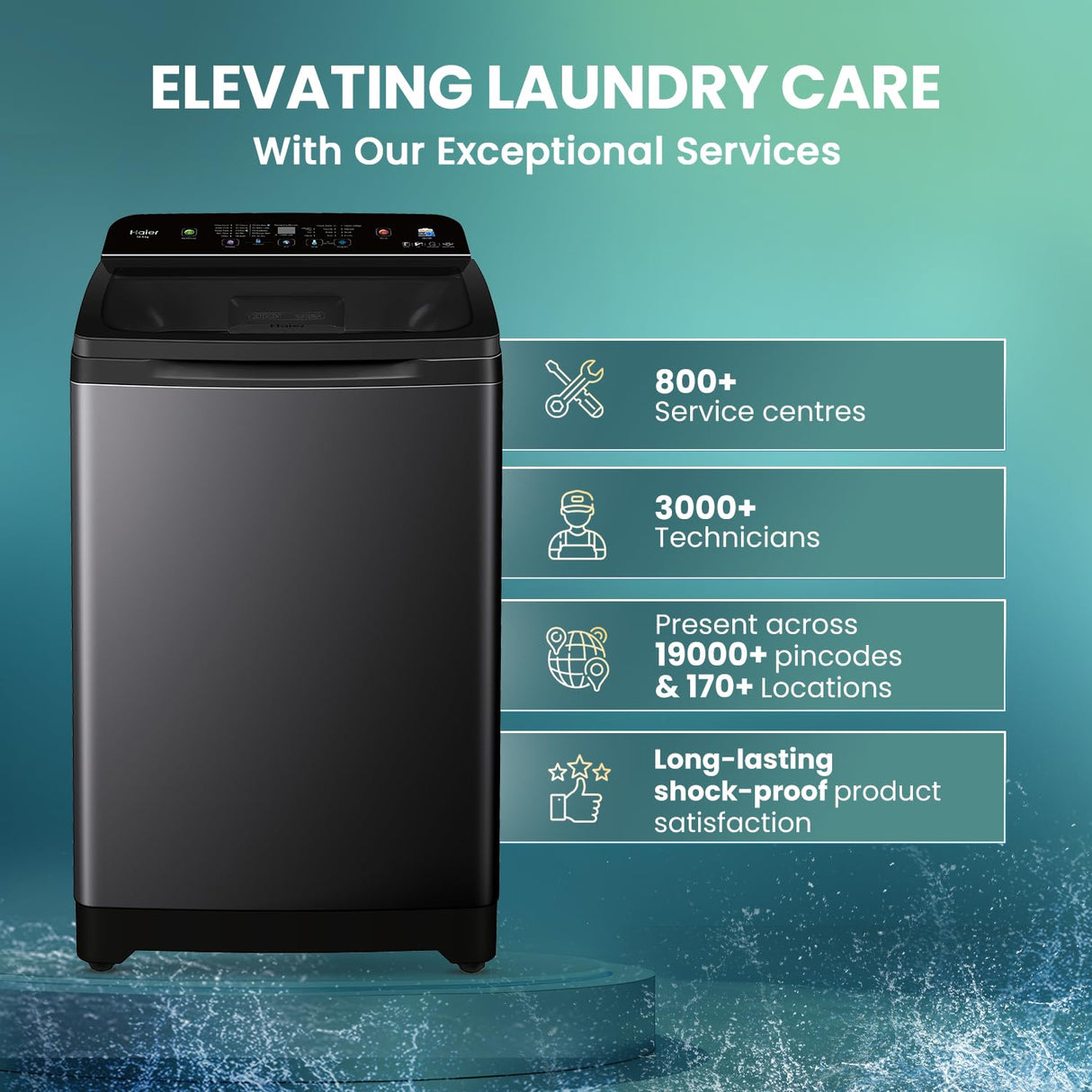Haier SmartChoice 10.5 Kg 5-Star Fully Automatic Top Load Washing Machine | Oceanus Wave Drum, Inbuilt Butterfly Heater, Smart Features (HWM105-H688BK, Black)