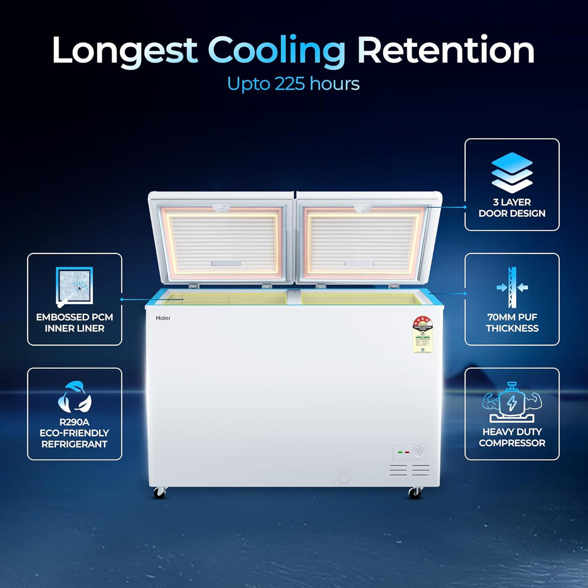 Haier HFC-320DPW4 Convertible Deep Freezer 310L with Metal Liner & Fast Cooling Technology