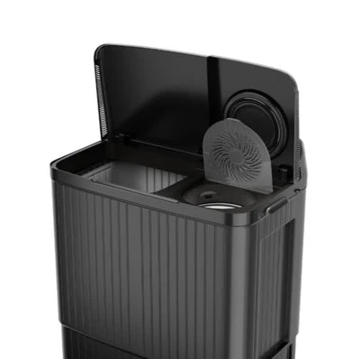 Haier HTW100-196BK 10 Kg Semi-Automatic Top Load Washing Machine | Vortex Pulsator, Oxyi Dry, Black