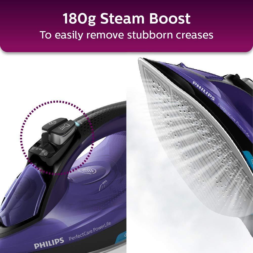 PHILIPS Plastic Perfect Care Power Life Steam Iron Gc3925/34,2400 Watts Up To 45 G/Min Steam Output,Optitemp Technology
