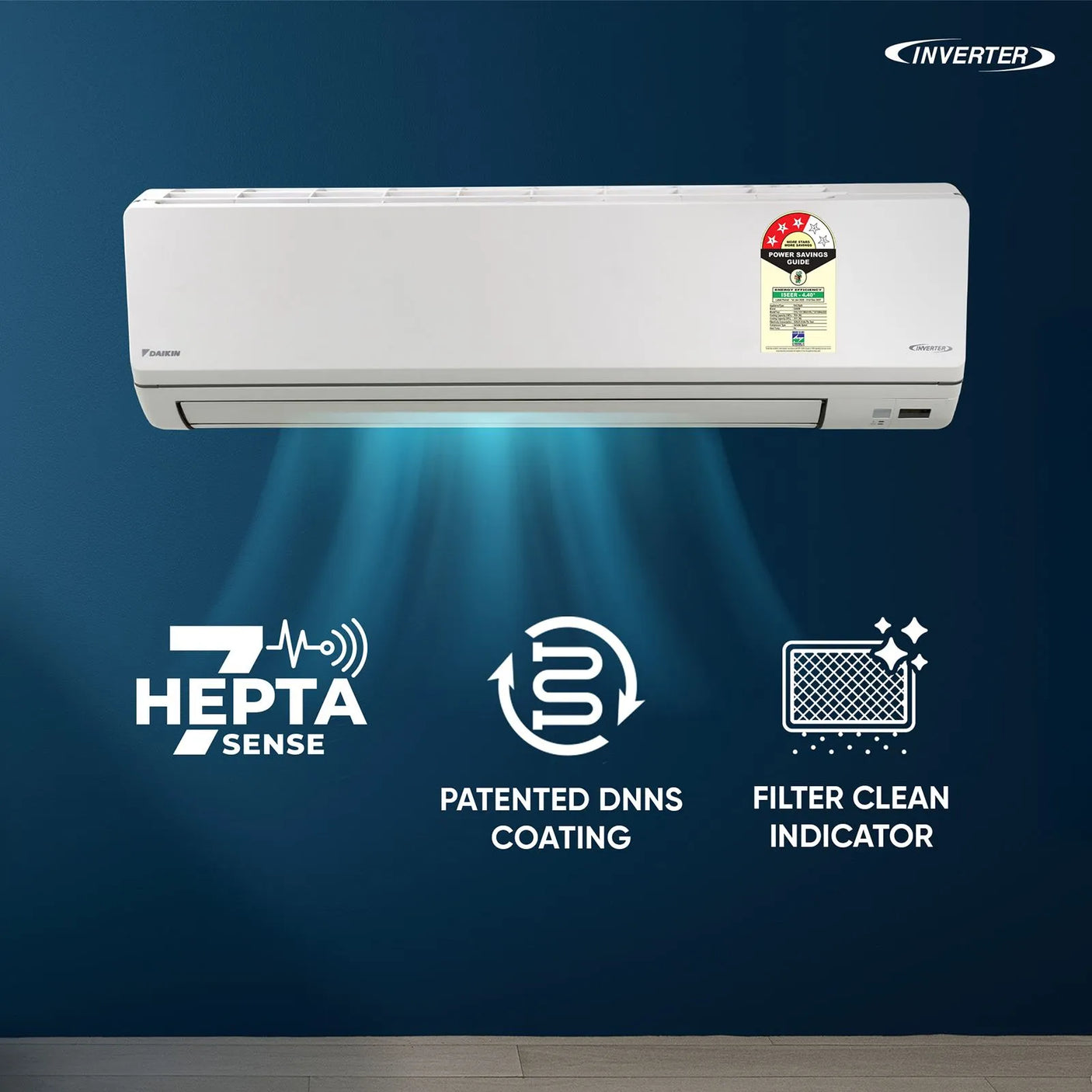Daikin 2 Ton 3 Star Inverter Split AC (FTKL71XV16MAA) – Copper Condenser, PM2.5 Filter, Powerful Cooling