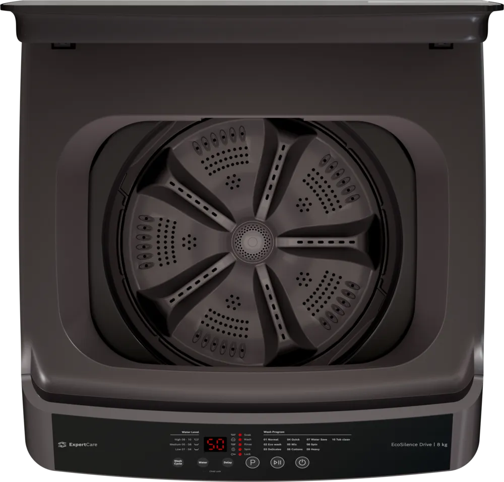 Bosch WOE80AG0IN 8 Kg Fully Automatic Top Load Washing Machine | PowerWave Wash, 5 Star, Black & Grey