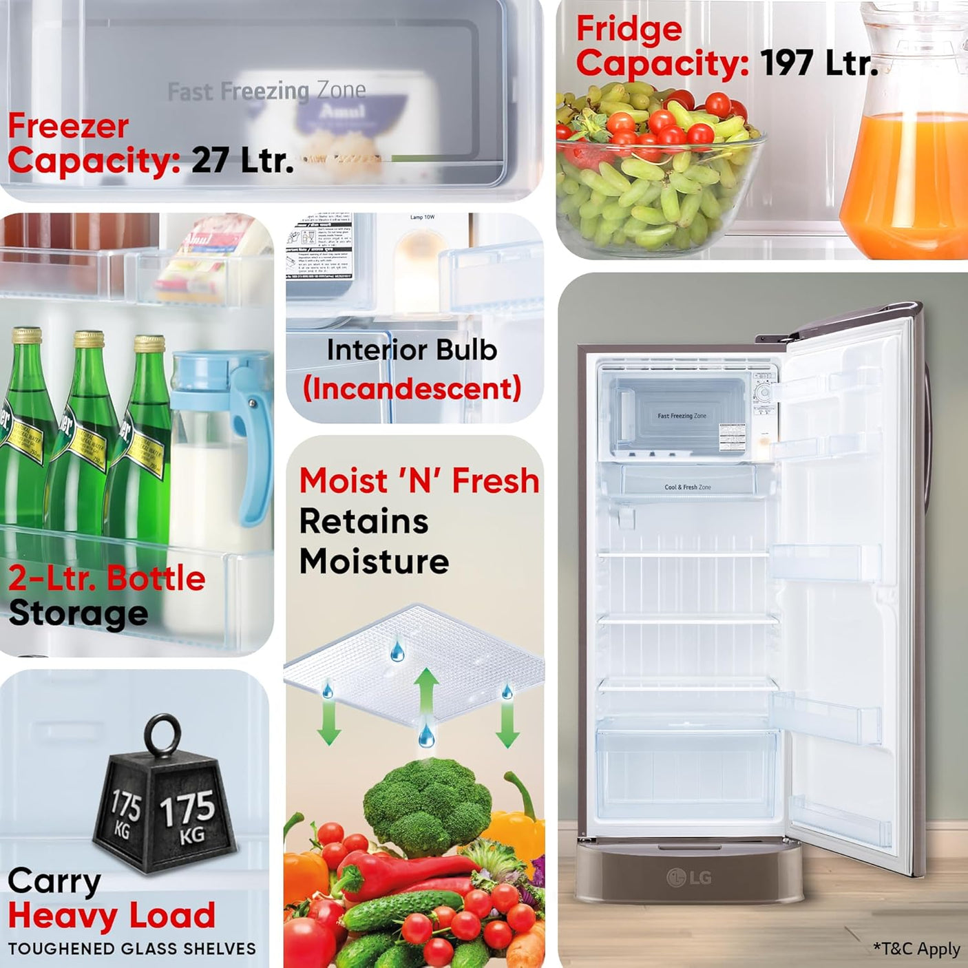 LG 224 L, 3 Star, Direct Cool Single Door Refrigerator (GL-D241AFSD, Fawn Steel, Base stand with drawer & Fast Ice Making)