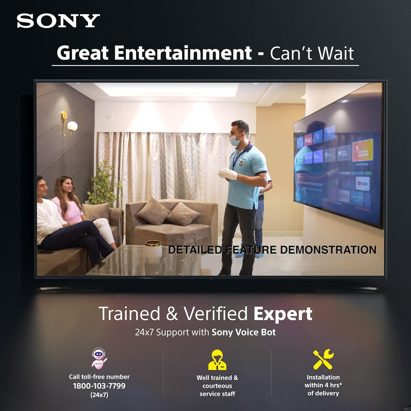 Sony BRAVIA 3 Series 215 cm (85 inches) 4K Utra HD AI Smart LED Google TV K-85S30 (Black)