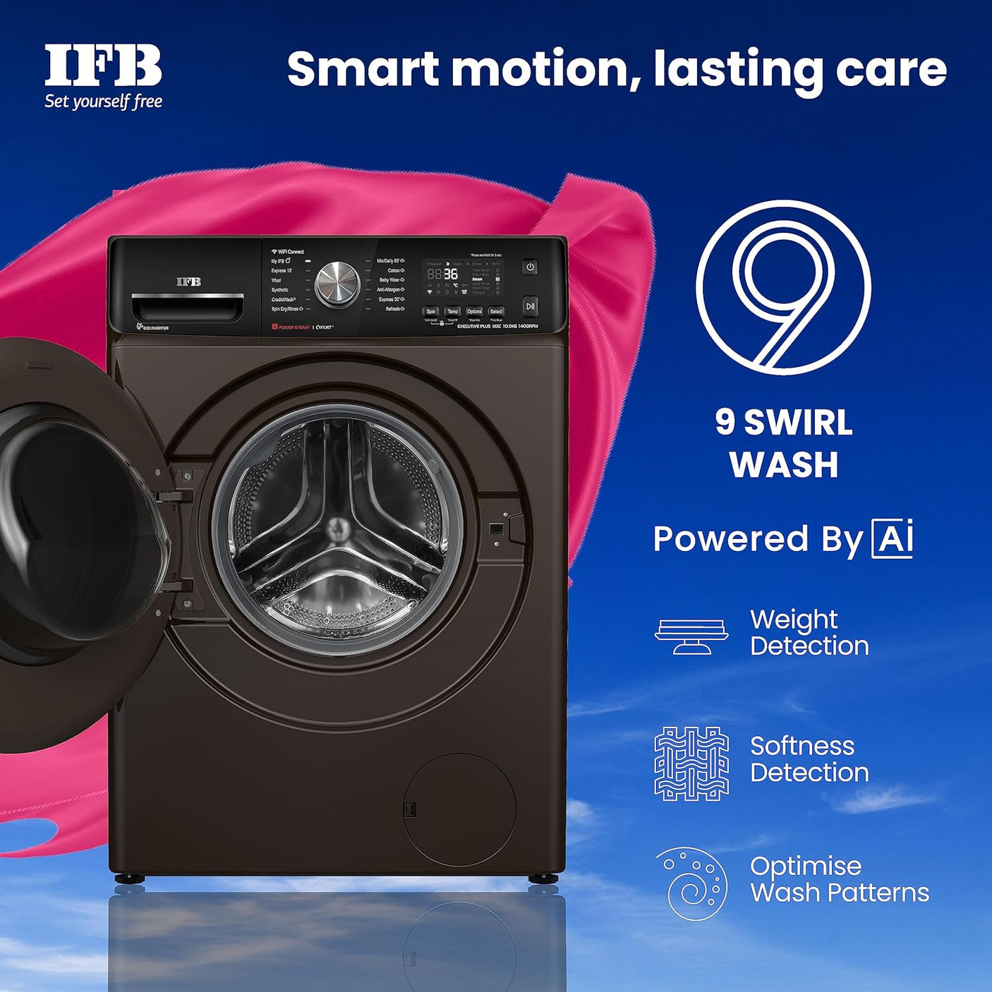 IFB 10 kg 5 Star Inverter Fully Automatic Front Load Washing Machine (Executive Plus MXC 1014, Voice Enabled, Mocha)