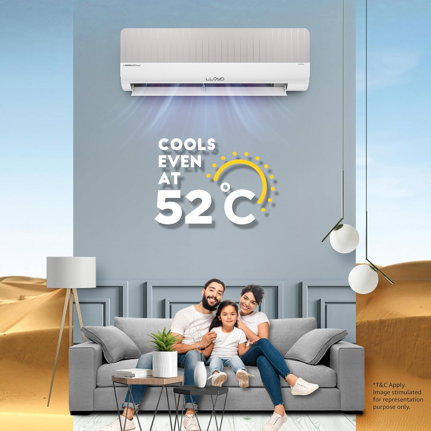 Lloyd Stylus 1.5 Ton 5 Star Wi-Fi Inverter Split AC (6 in 1 Convertible, Changeable AC Panel, 100% Copper, 2024 Model, GLS18V5FOGVV