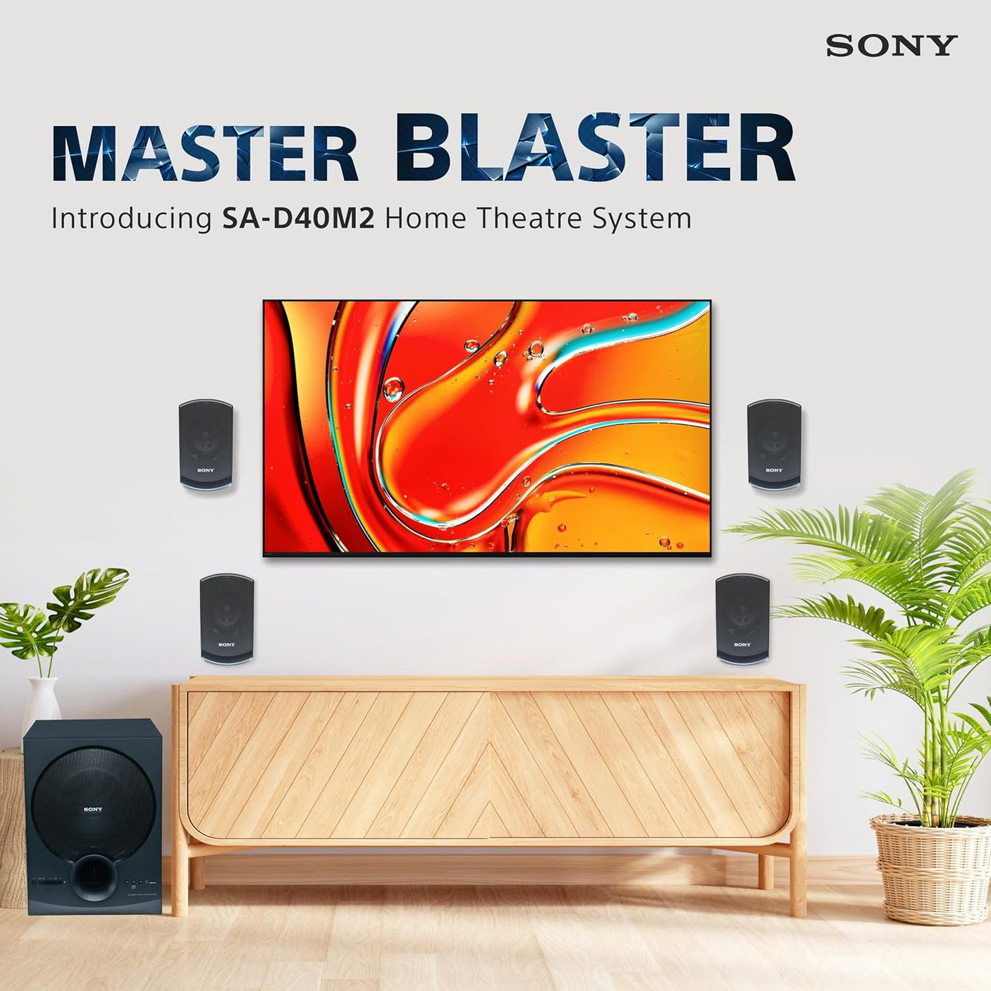Sony New SA-D40M2 4.1ch Home Theatre/PC Speaker System with 100W Power Output and Powerful Subwoofer - Black