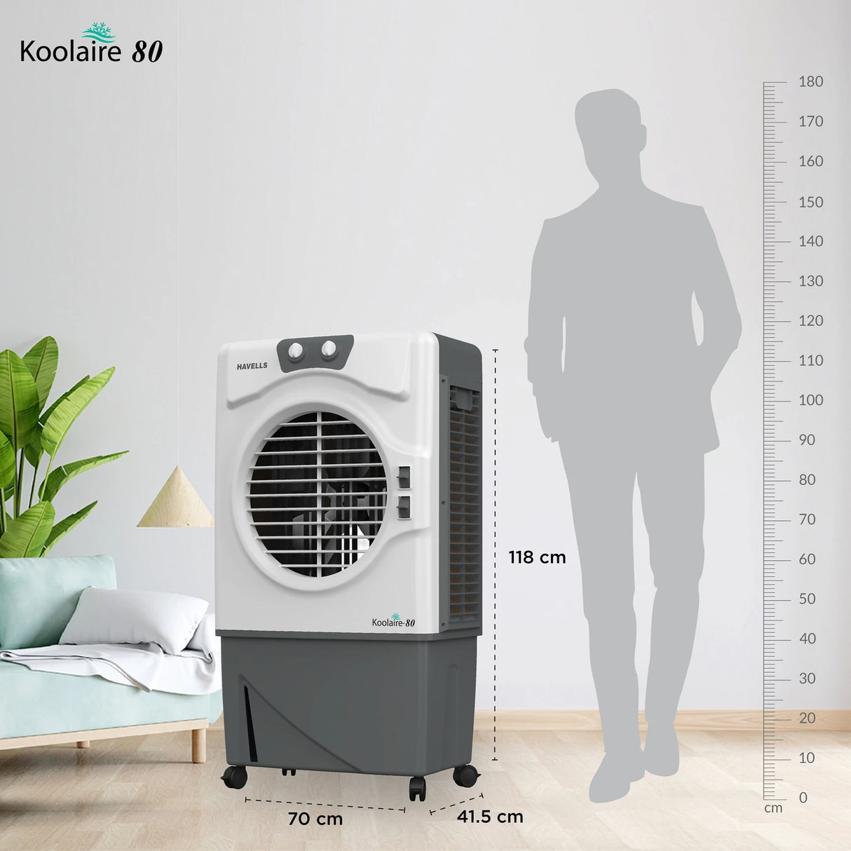 Koolaire 80 L Desert Air Cooler – Powerful Cooling White Grey