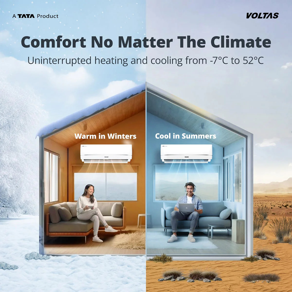 Voltas Vectra Zenith 1.5 Ton 3 Star Inverter Split Air Conditioner (Model: 183INVHC) | High Ambient Cooling up to 52°C | Turbo Cooling | Energy Efficient | Copper Condenser | Smart Cooling Technology | 2026 Model