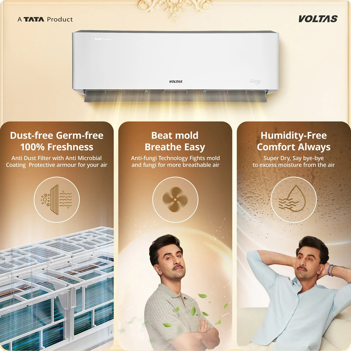 Voltas 1.5 Ton 3 Star Split AC – 183INV Venus Luxe Inverter Air Conditioner