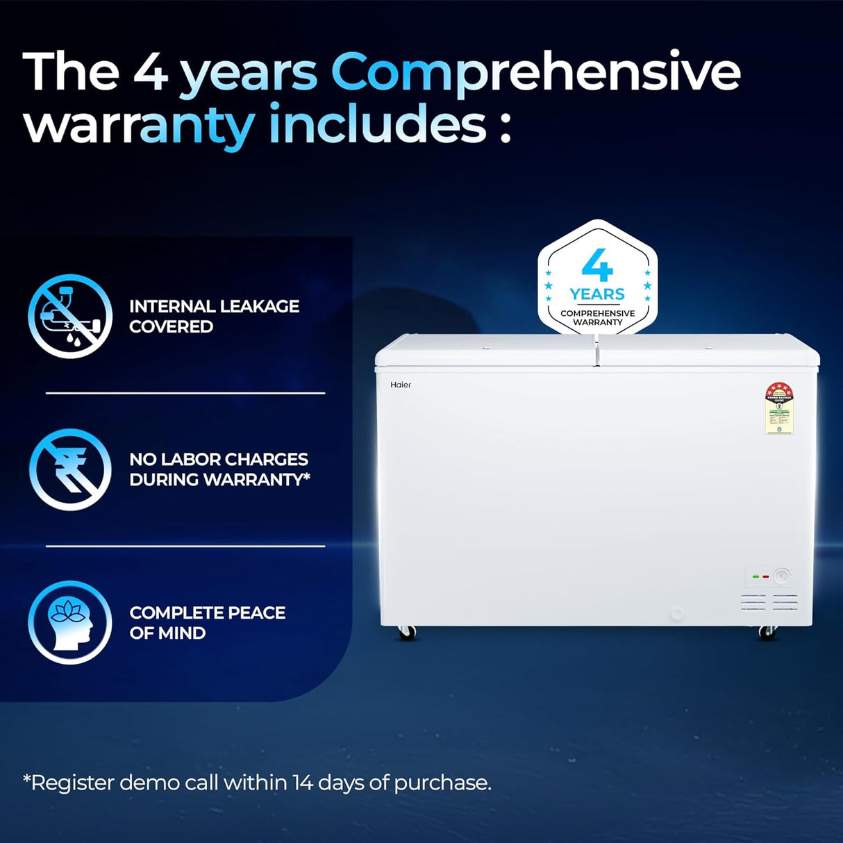 Haier HFC-500DPW5 White Deep Freezer – 439L Capacity, 5 Side Cooling & Energy Efficient Design