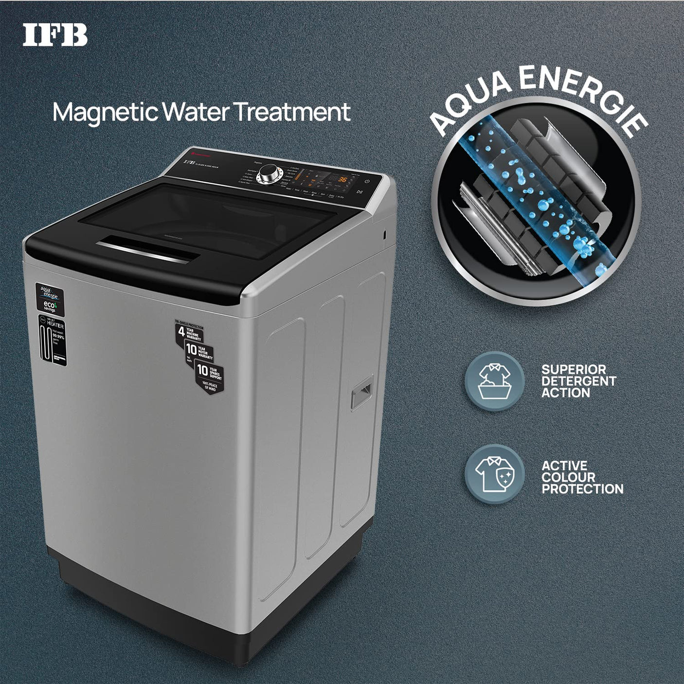 IFB 9.0 Kg 5 Star Top Load Washing Machine (90SLBS AQUA, Silver, Inbuilt Heater)