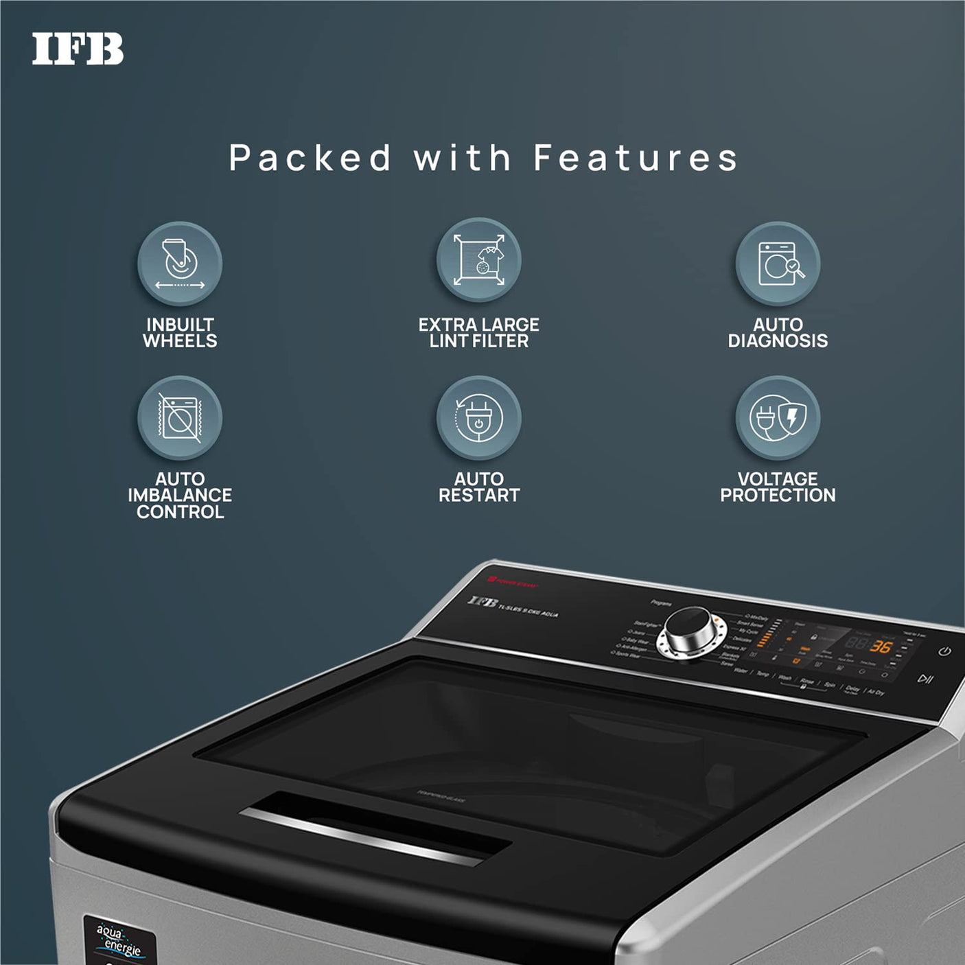 IFB 9.0 Kg 5 Star Top Load Washing Machine (90SLBS AQUA, Silver, Inbuilt Heater)