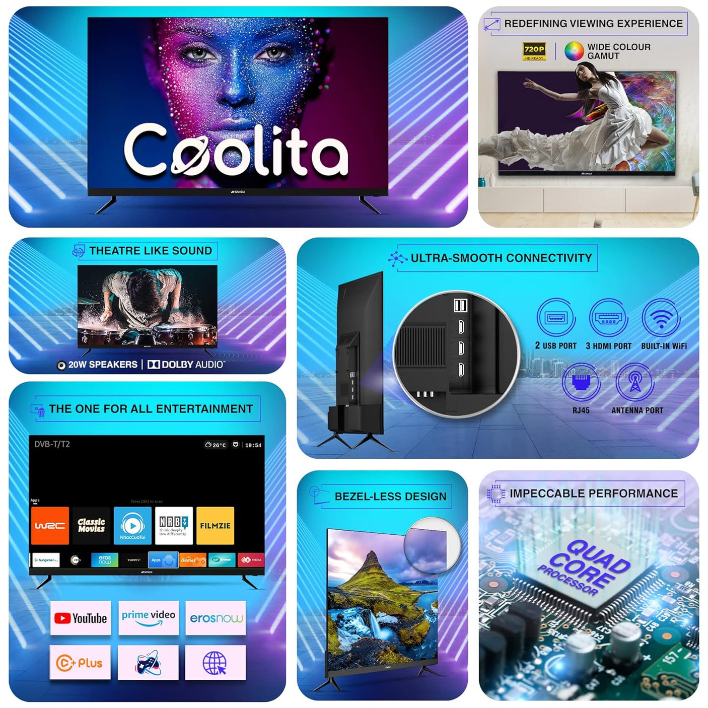 Sansui 80 cm (32 Inch) HD Ready Smart TV, Neo Series JSWP32CSHD