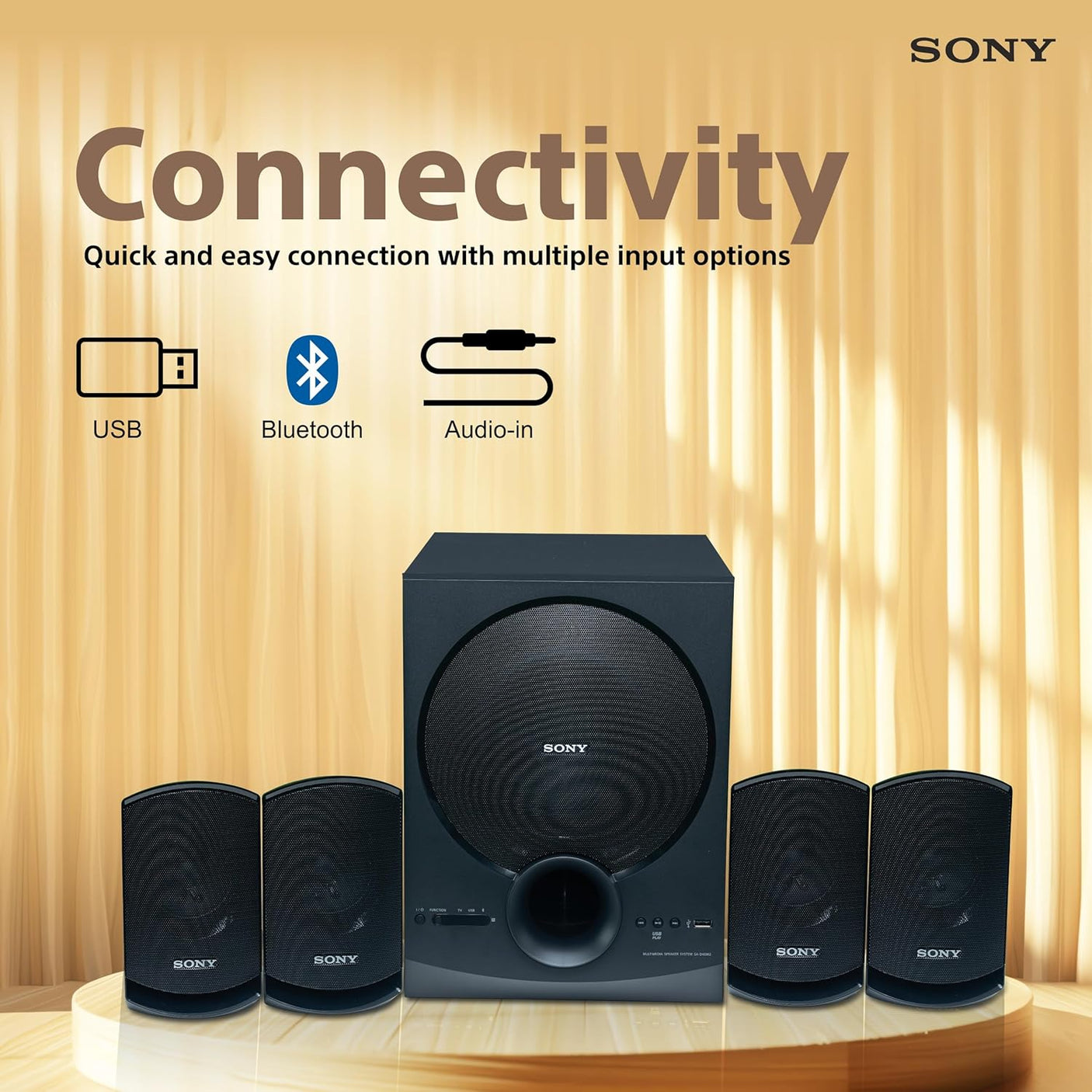 Sony New SA-D40M2 4.1ch Home Theatre/PC Speaker System with 100W Power Output and Powerful Subwoofer - Black