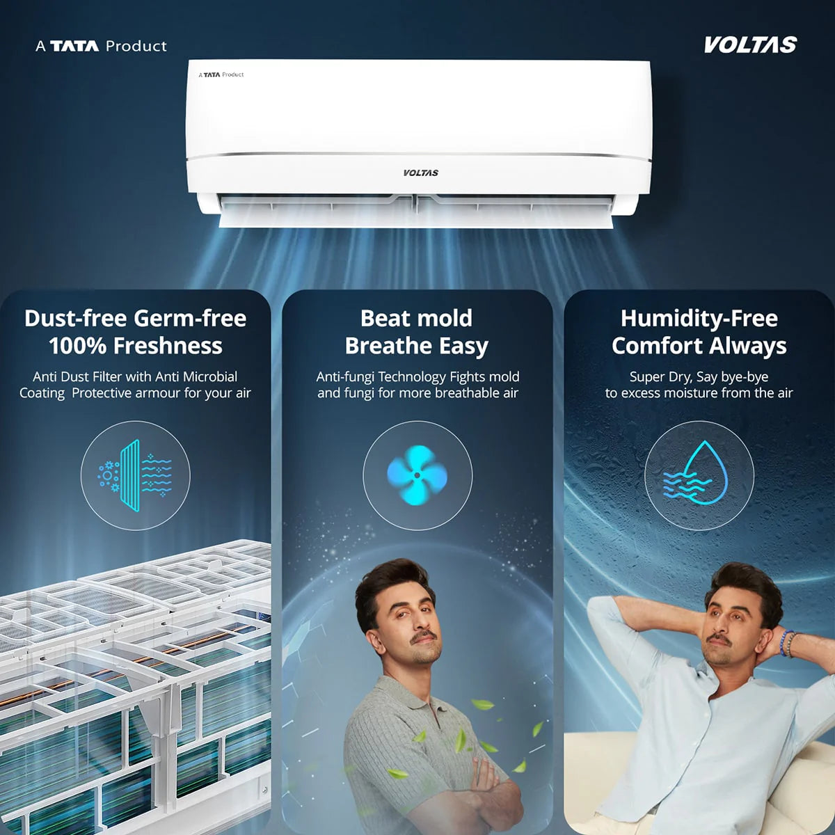 Voltas Vectra Zenith 1.5 Ton 3 Star Inverter Split Air Conditioner (Model: 183INVHC) | High Ambient Cooling up to 52°C | Turbo Cooling | Energy Efficient | Copper Condenser | Smart Cooling Technology | 2026 Model