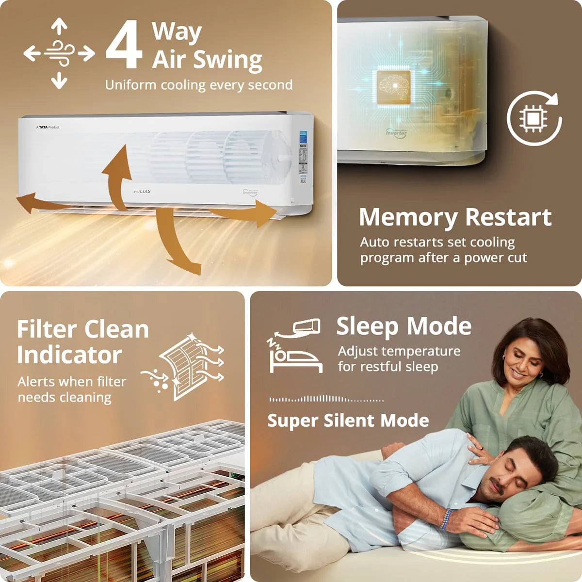 Voltas 1.5 Ton 3 Star Split AC – 183INV Venus Luxe Inverter Air Conditioner