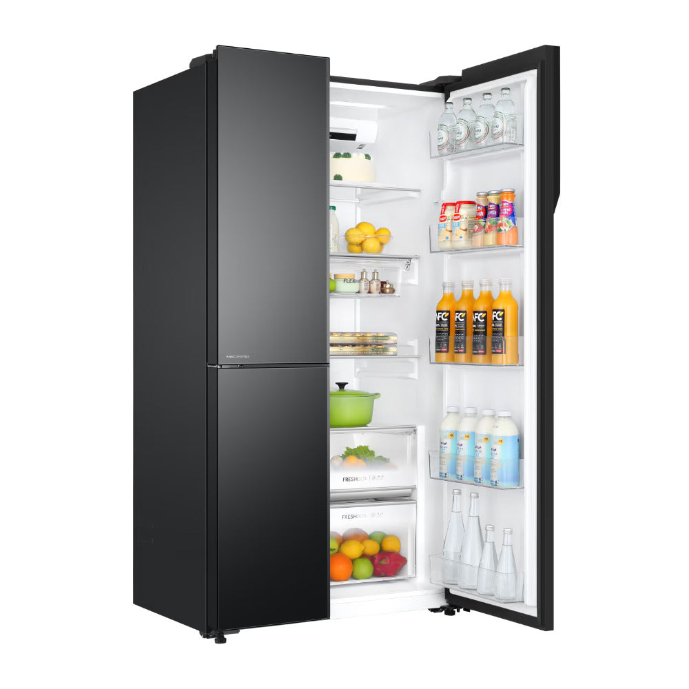 Haier 598 Litres 3 Star Frost Side-by-Side Smart Wifi Enabled Refrigerator with Digital Control Panel (HRT-683KGU1, Black Glass)