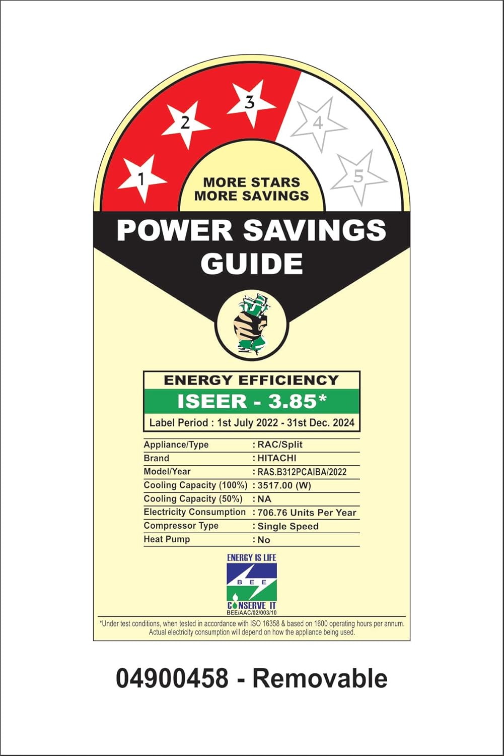 Hitachi 1 Ton 3-Star Split AC (Copper Condenser, Superfine Mesh Filter) (RASB312PCAIBA1)