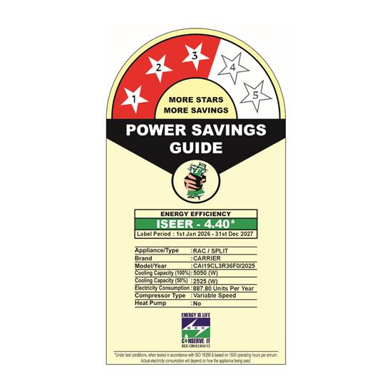 Carrier 1.5 Ton 3 Star Inverter Split AC (XCEL LUMO GXI ALPHA 19K 3*-IND, 6-in-1 Flexicool, Copper)