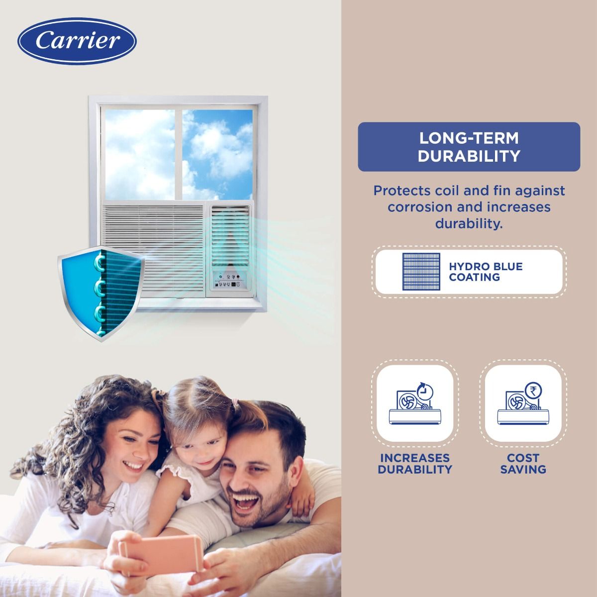 Carrier 2 Ton 3 Star Window AC with Energy Saver Mode (Estrella Fx 24K, White)