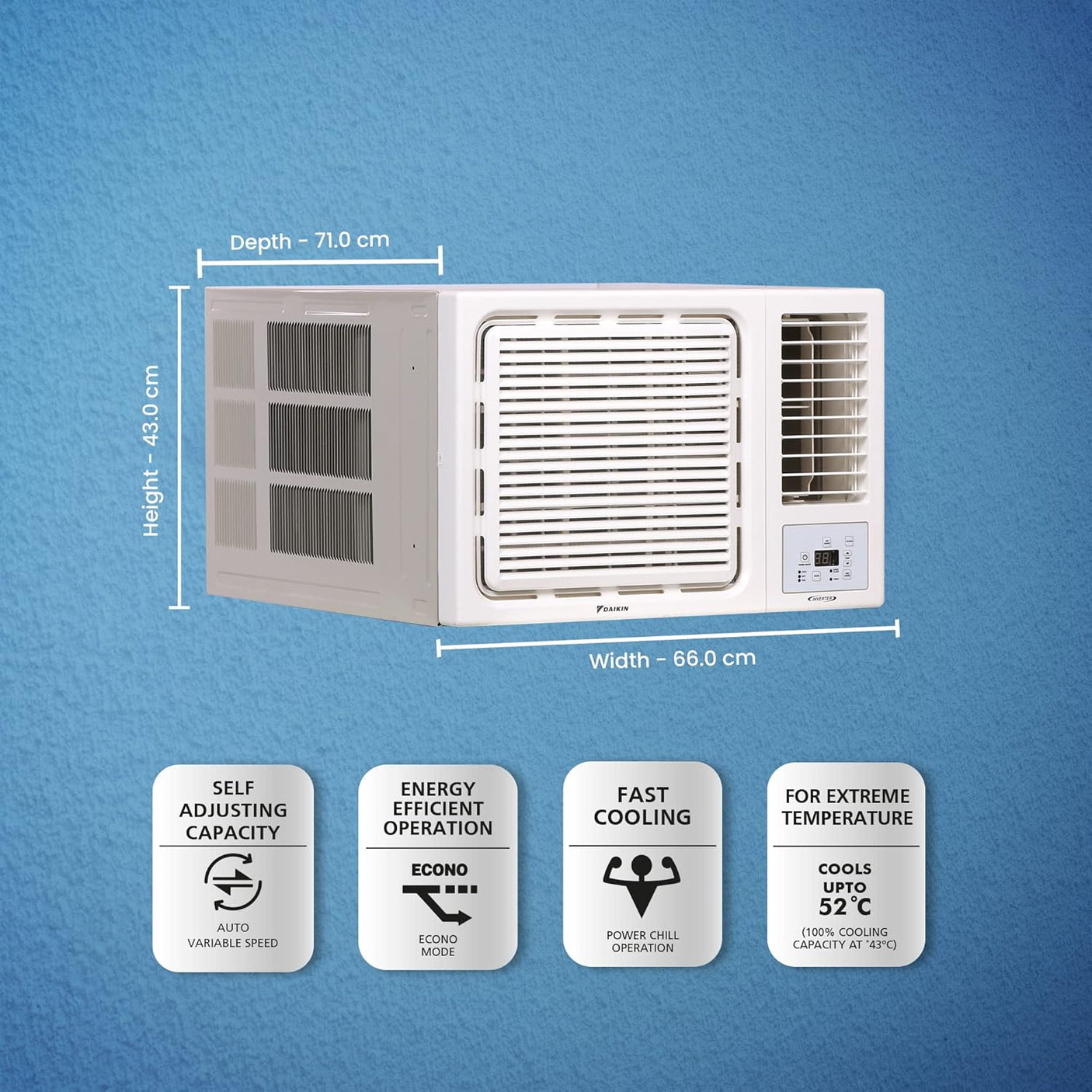 Daikin 1.5 Ton 3 Star Inverter Window Air Conditioner Copper FRWKL50UV163A 2023 WHITE