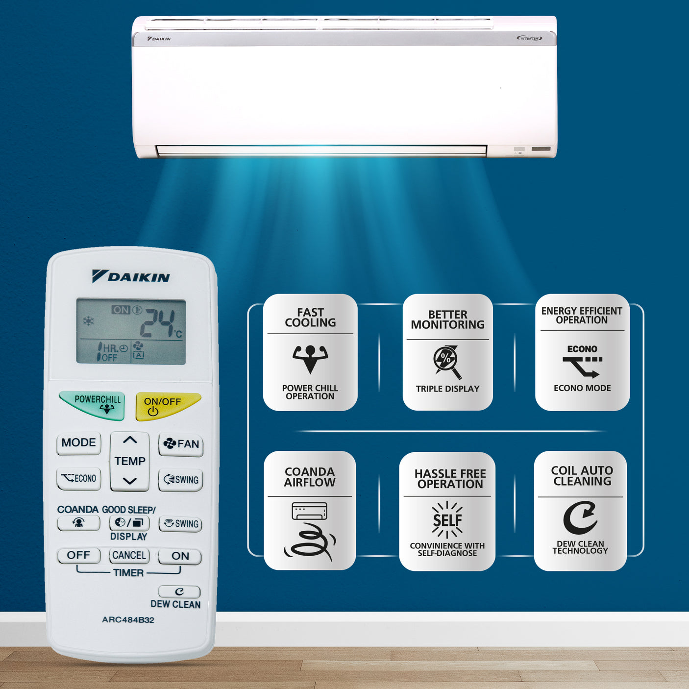 Daikin 1.5 Ton 5 Star Inverter Split AC Copper FTKM50UV16U,White