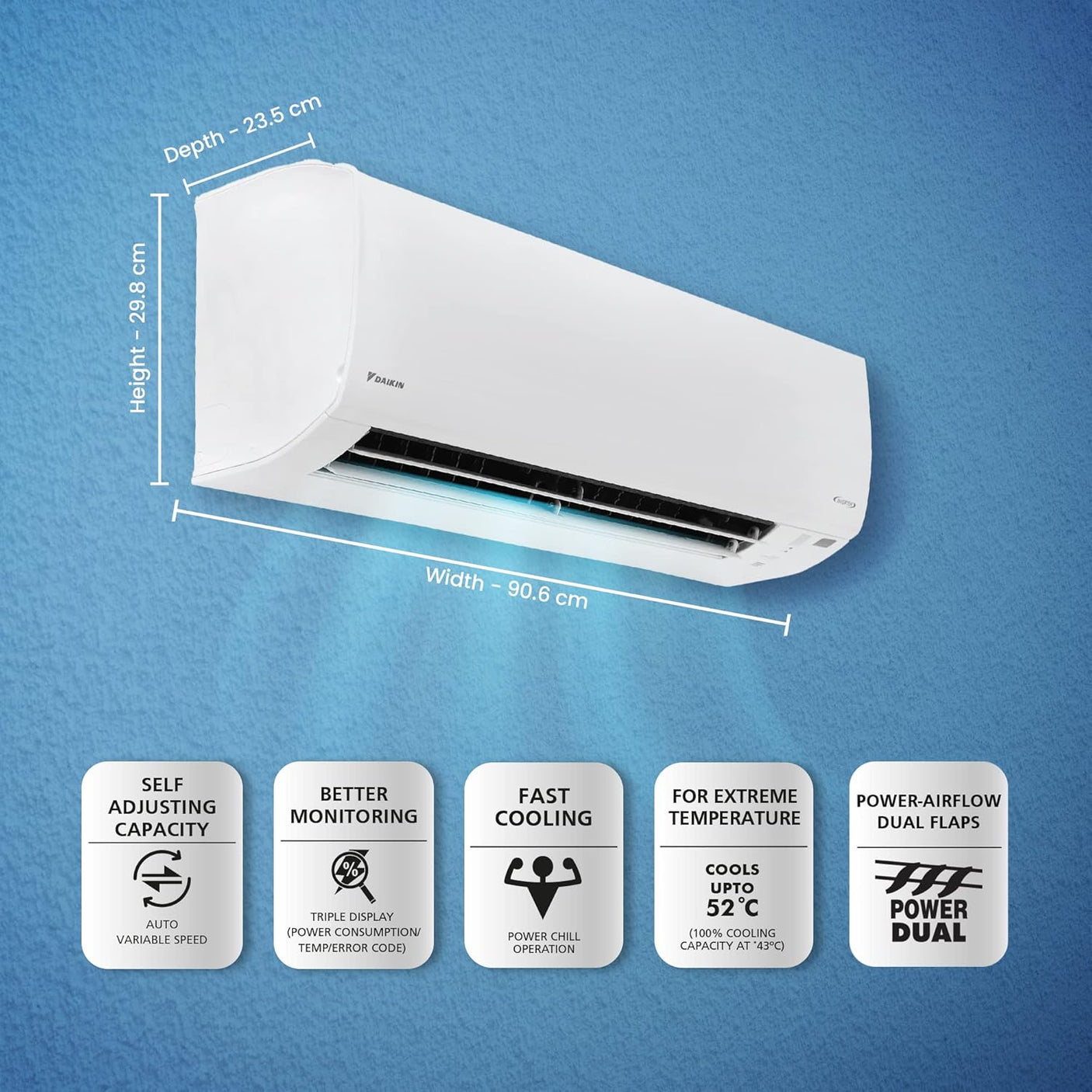 Daikin 1.8 Ton 3 Star Inverter Split AC (Copper, Anti Bacterial Filter, ATKL60UV16U, White)