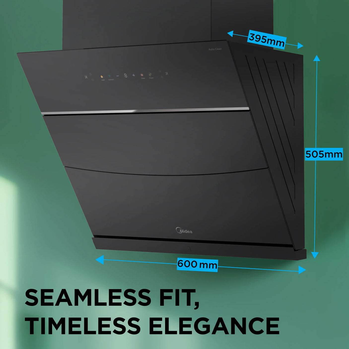 Midea Kitchen Chimney with 1800 m3/hr air suction, Slant, BLDC Motor, 60 CM with WiFi, Intelli Auto Clean, Multi Speed Control, MH60J63ET25BF