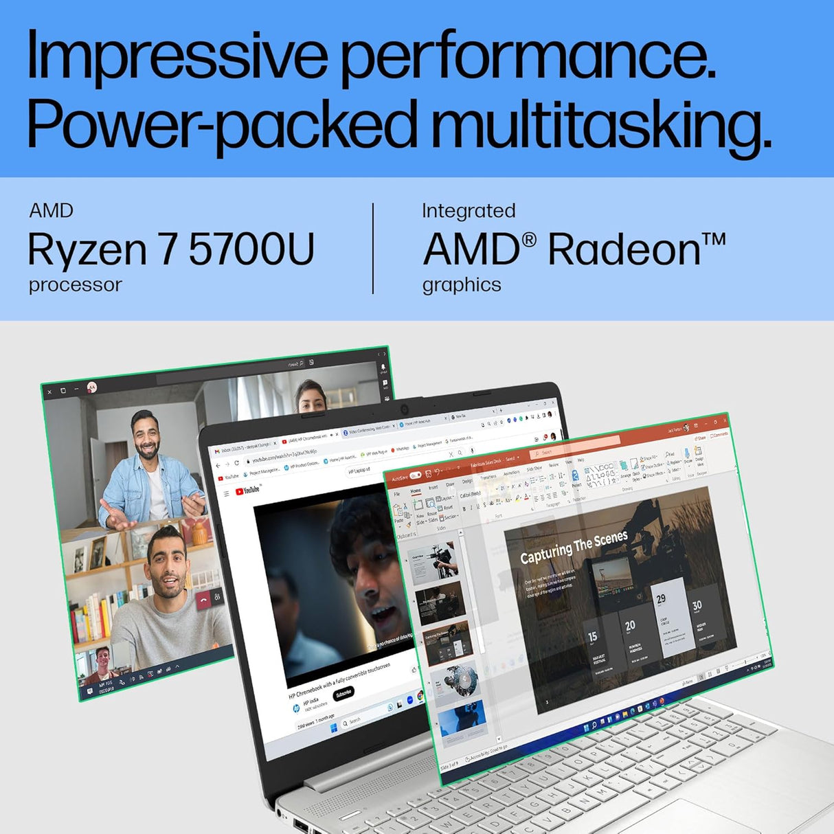HP Laptop 15s AMD Ryzen 7 5700U, 15.6-inch (39.6 cm) FHD, Anti-Glare Laptop (16 GB/512 GB/AMD Radeon Graphics/Dual Speakers/Backlit KB/Win 11/1.69kg/Natural Silver, 15s-eq2084AU