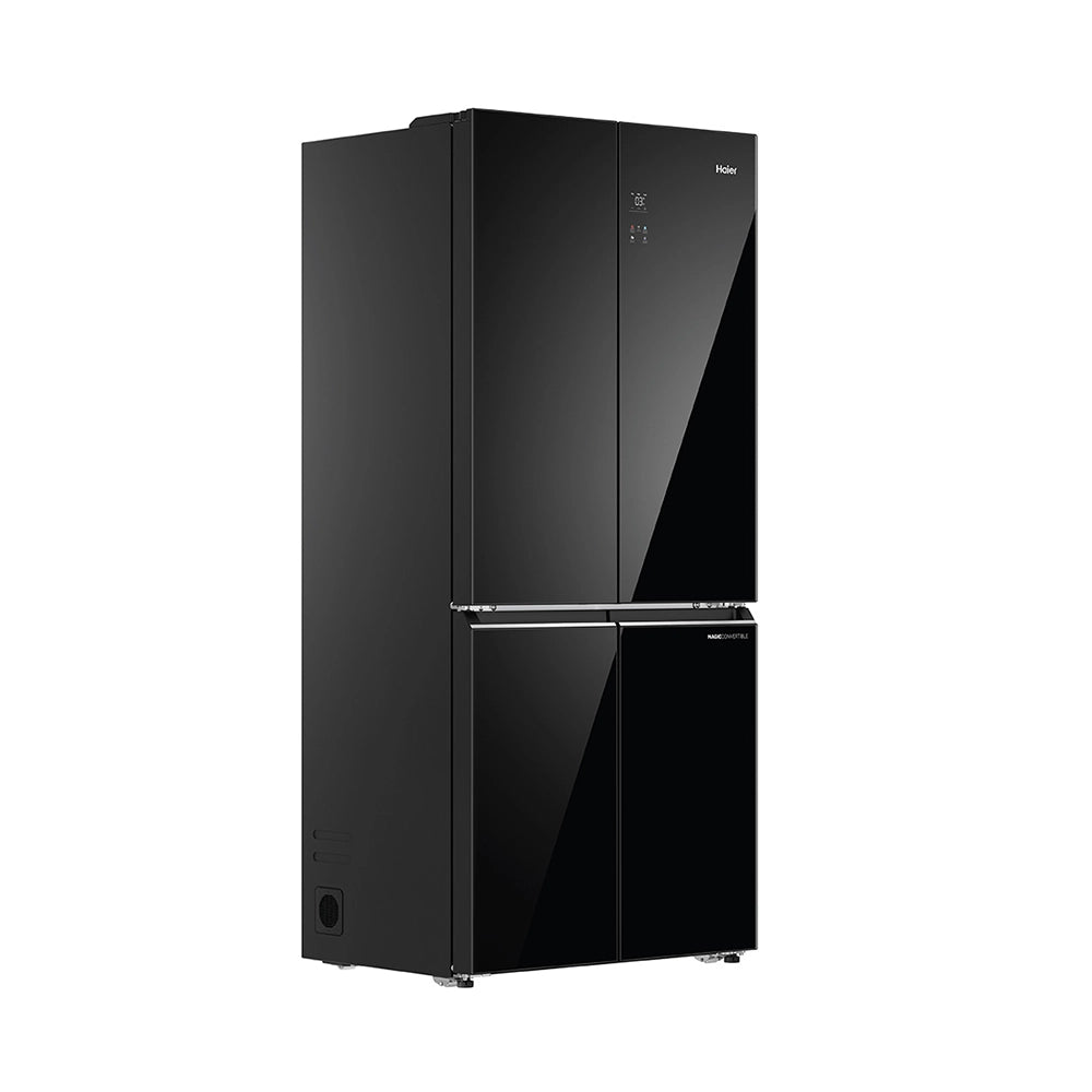 Haier 520 Litres 3 Star Frost Free French Door Convertible Refrigerator with Colorful Digital Display Panel (HRB-600KGU1, Black Glass)
