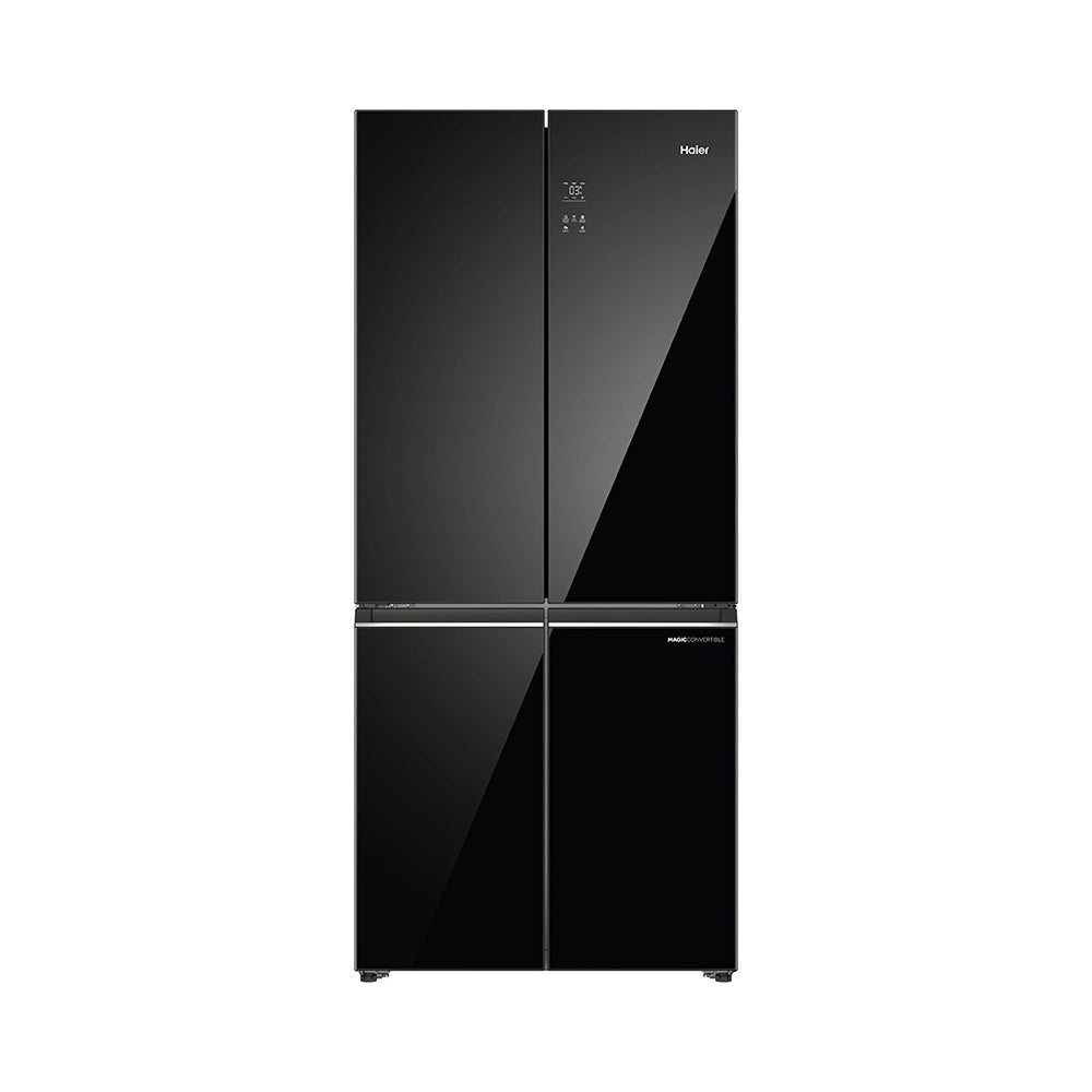 Haier 520 Litres 3 Star Frost Free French Door Convertible Refrigerator with Colorful Digital Display Panel (HRB-600KGU1, Black Glass)