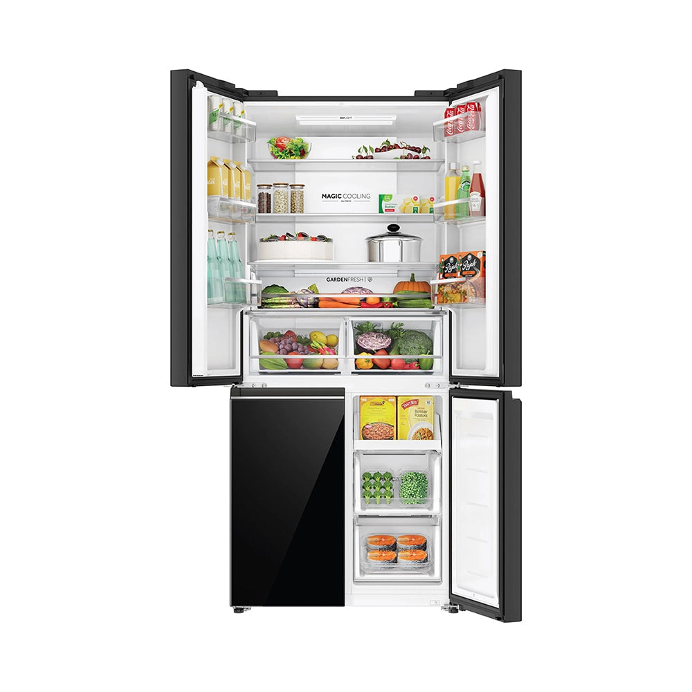 Haier 520 Litres 3 Star Frost Free French Door Convertible Refrigerator with Colorful Digital Display Panel (HRB-600KGU1, Black Glass)