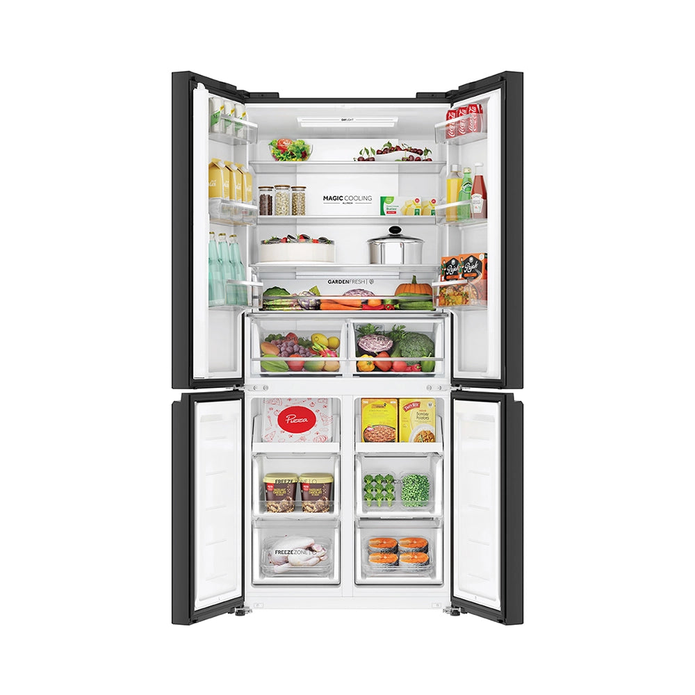 Haier 520 Litres 3 Star Frost Free French Door Convertible Refrigerator with Colorful Digital Display Panel (HRB-600KGU1, Black Glass)