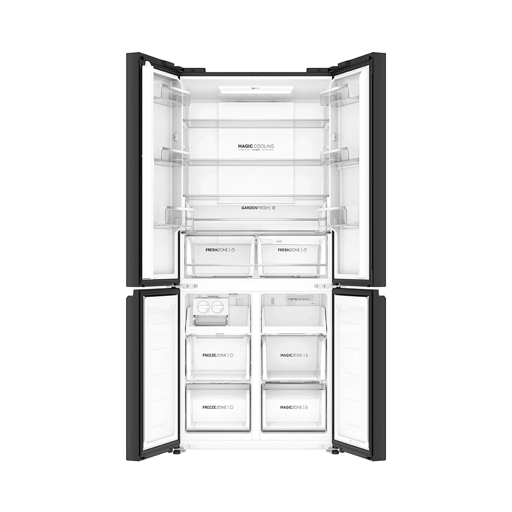 Haier 520 Litres 3 Star Frost Free French Door Convertible Refrigerator with Colorful Digital Display Panel (HRB-600KGU1, Black Glass)