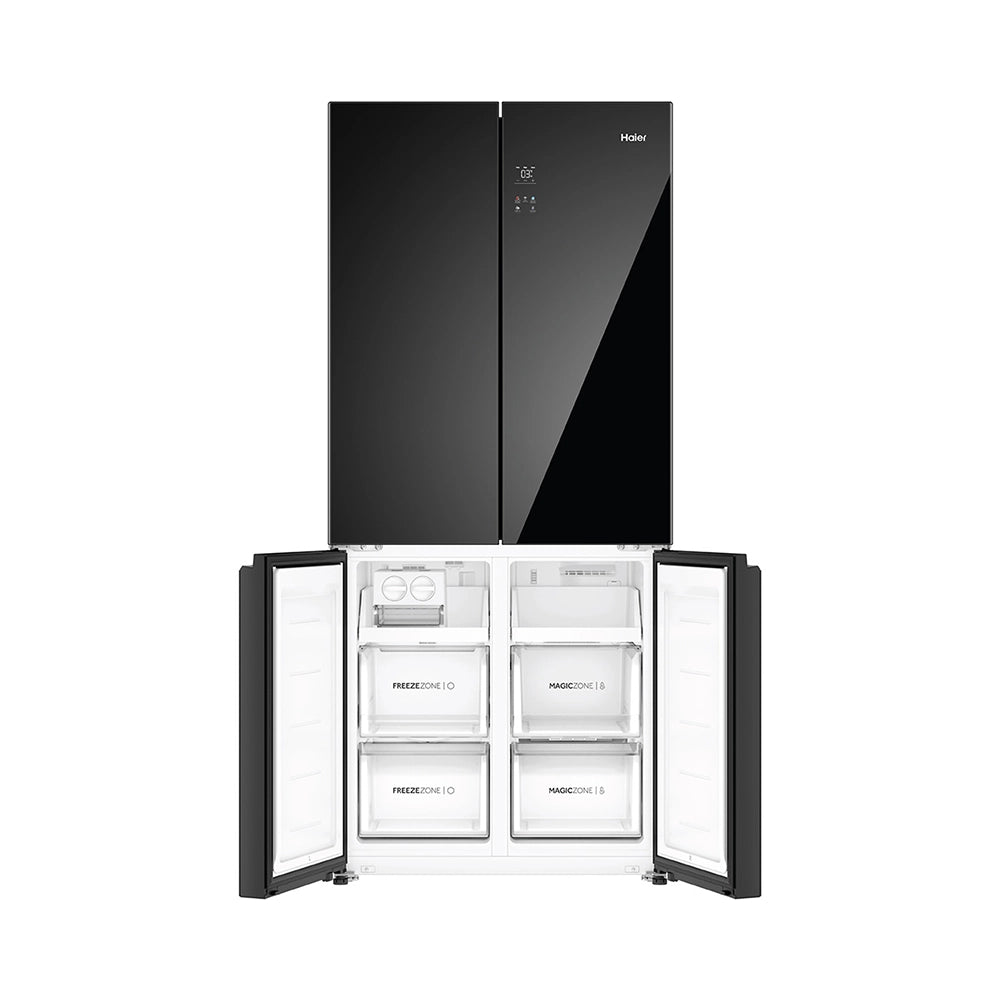 Haier 520 Litres 3 Star Frost Free French Door Convertible Refrigerator with Colorful Digital Display Panel (HRB-600KGU1, Black Glass)