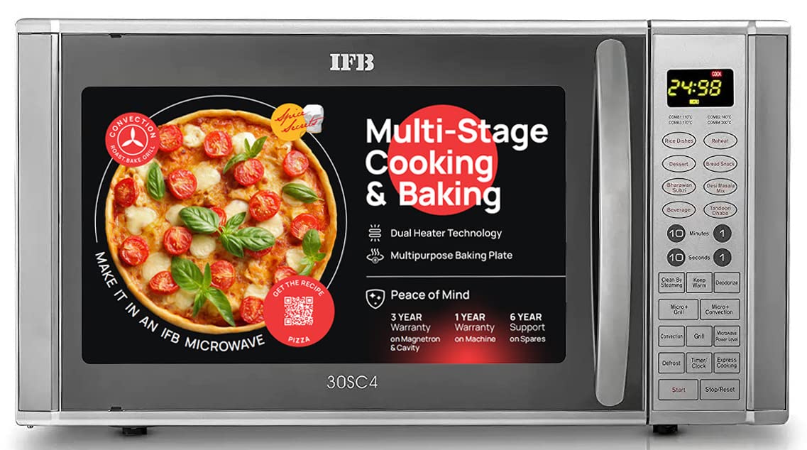 IFB 30 L Convection Microwave Oven (30SC4, Metallic Silver)