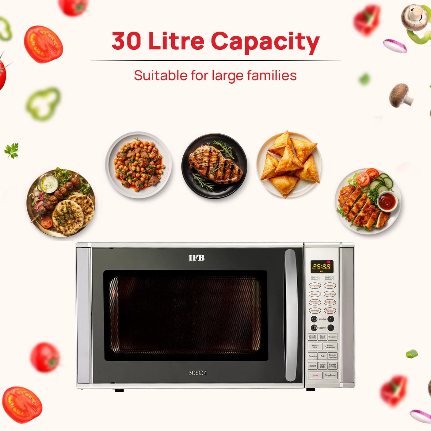IFB 30 L Convection Microwave Oven (30SC4, Metallic Silver)