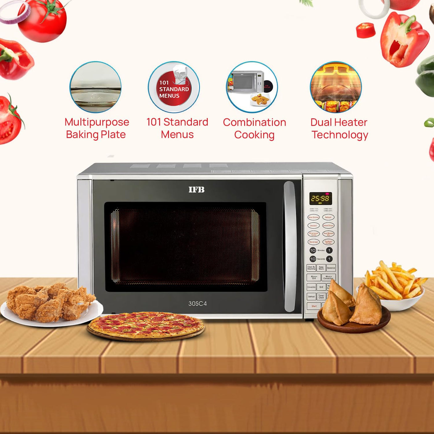 IFB 30 L Convection Microwave Oven (30SC4, Metallic Silver)
