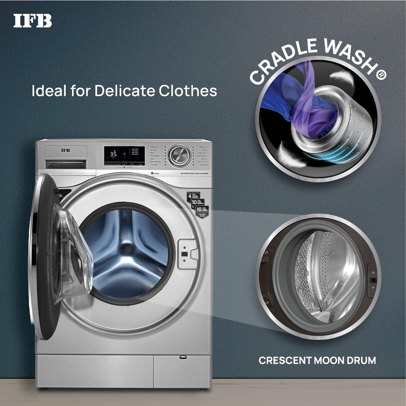 IFB Senator 8 kg Front Load Washer 1400 rpm, Silver (SENATOR WSS STEAM)