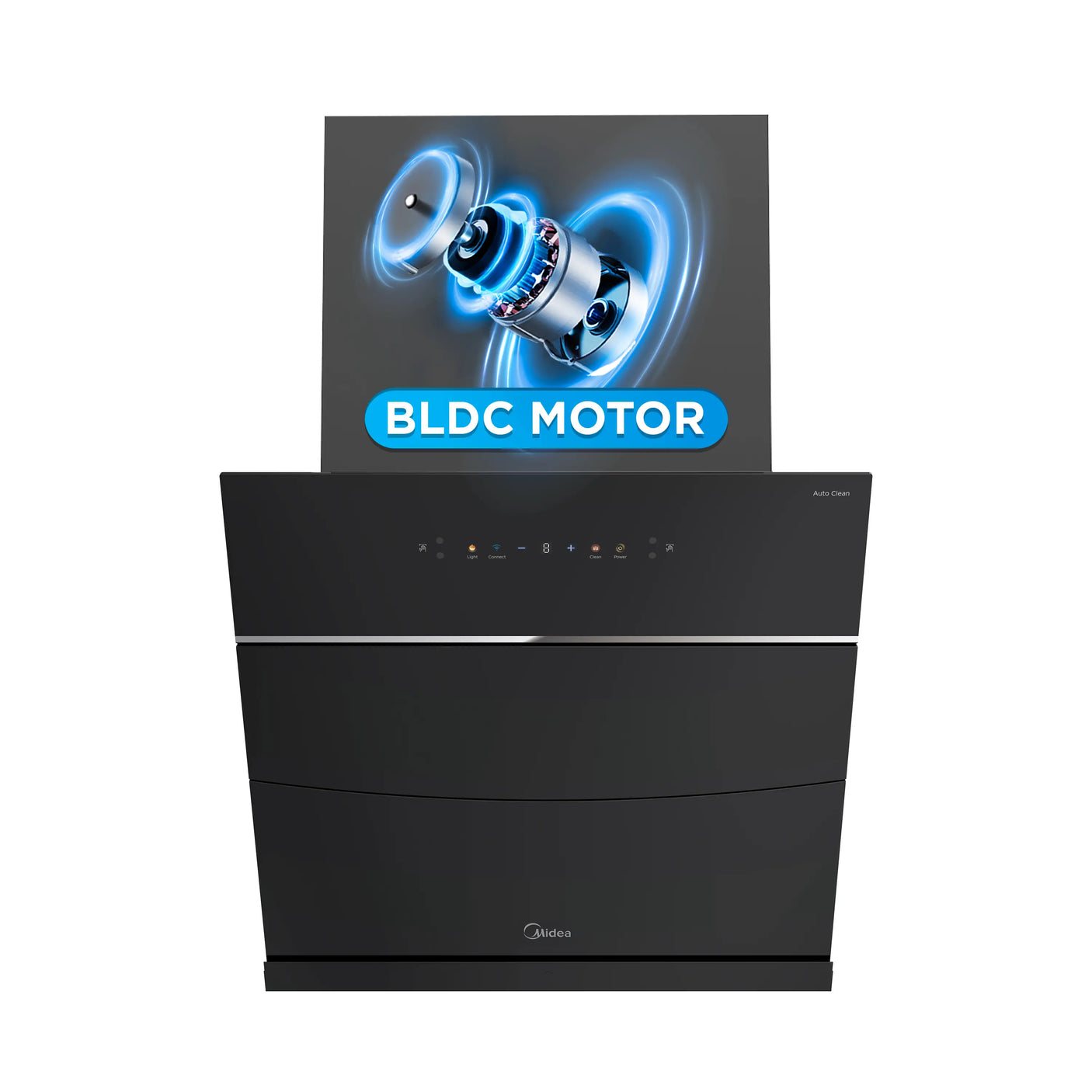 Midea Kitchen Chimney with 1800 m3/hr air suction, Slant, BLDC Motor, 60 CM with WiFi, Intelli Auto Clean, Multi Speed Control, MH60J63ET25BF