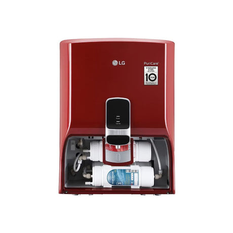 Wall-mount convenience with LG's 8L RO Water Purifier in stylish Red.