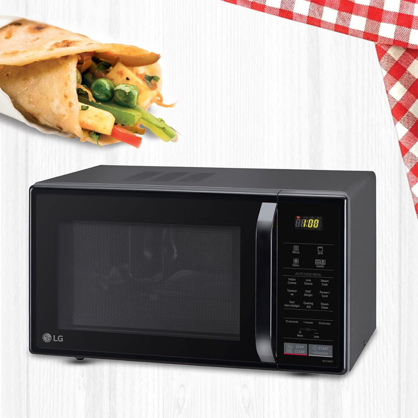 LG 21 L Convection Microwave Oven Glossy Black MW MC2146BG