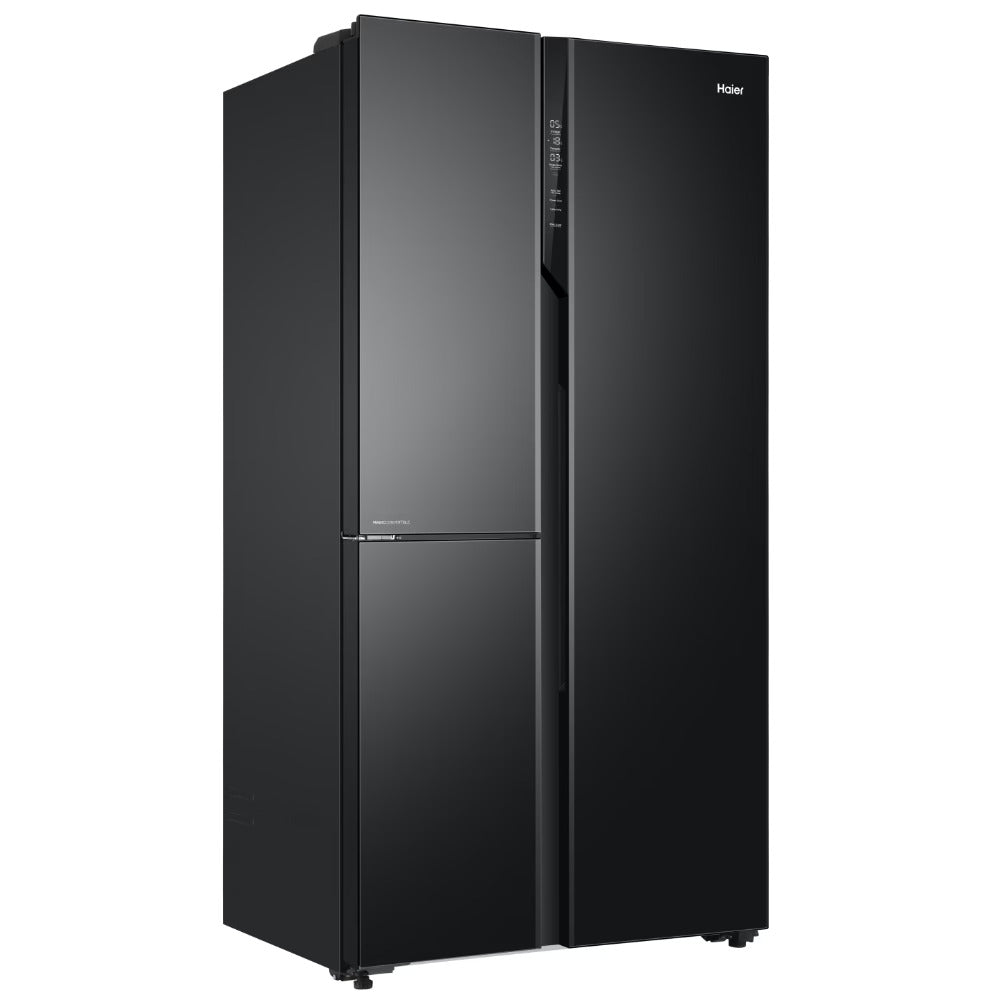 Haier 598 Litres 3 Star Frost Side-by-Side Smart Wifi Enabled Refrigerator with Digital Control Panel (HRT-683KGU1, Black Glass)