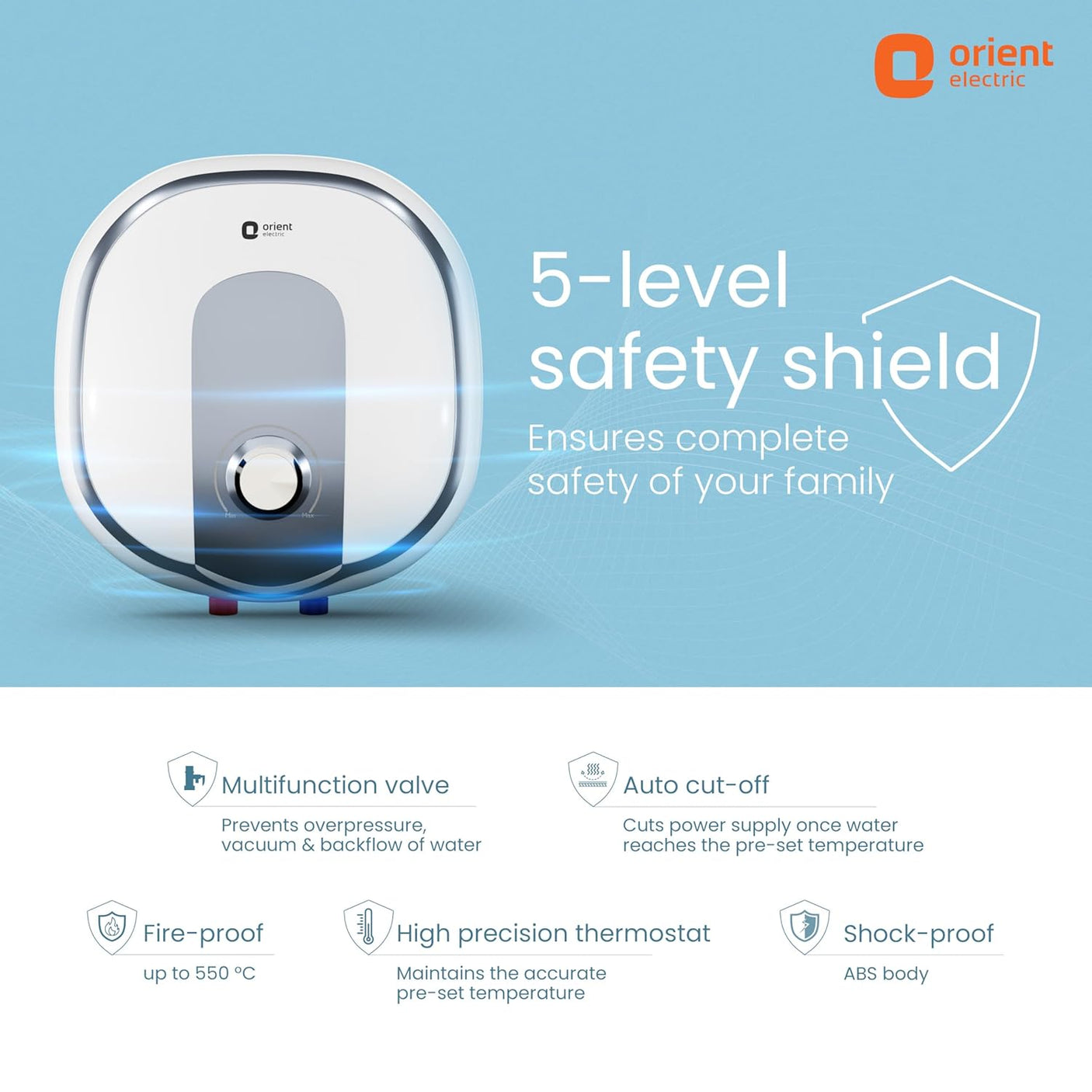 Orient Aquator 25L Water Heater, Manual, BEE 5 Star Energy Rating (GLASSLINE 25L)