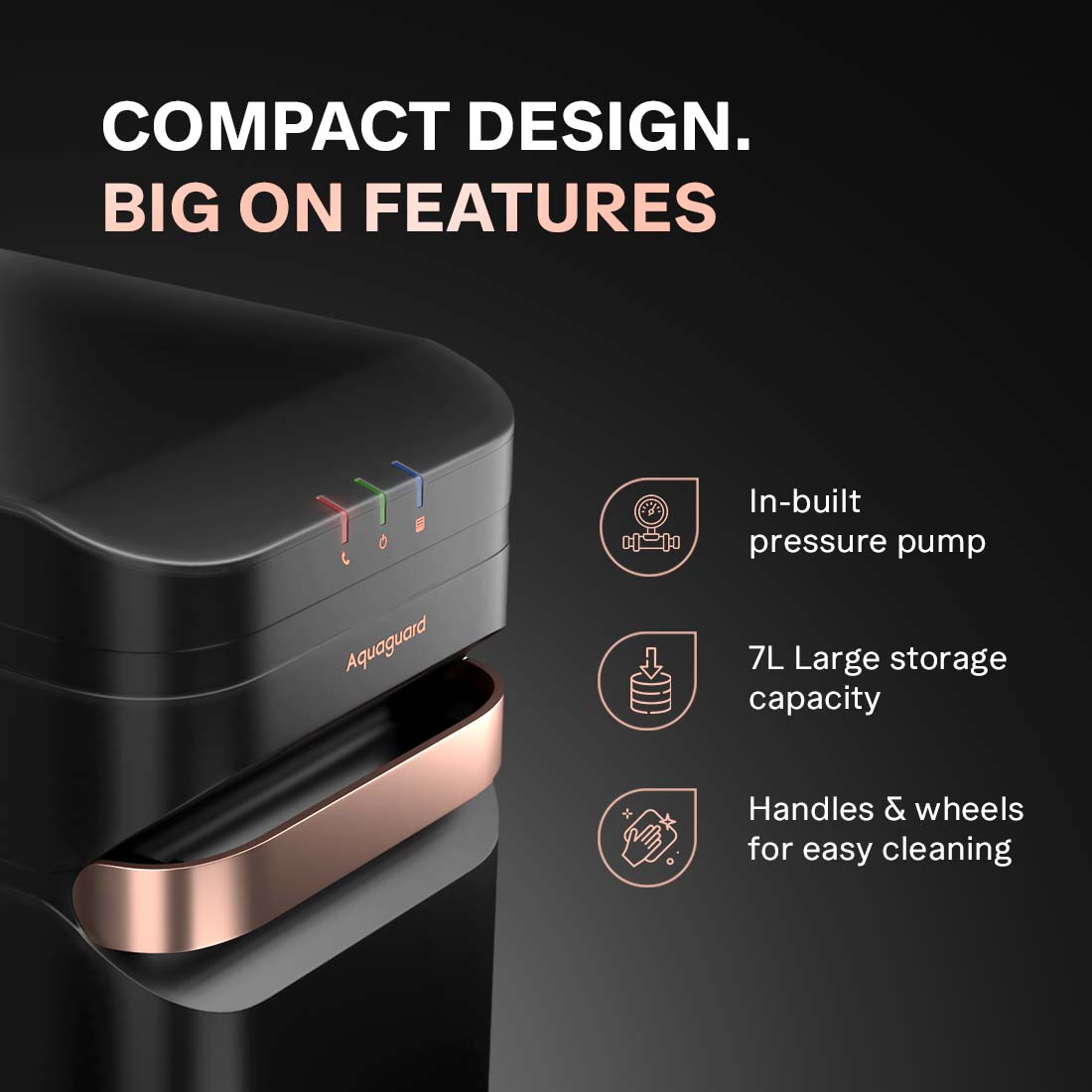 Aquaguard Aspire Designo UTC UV+UF 2X Water Purifier | Under-the-Sink, 5th Gen UV LED, Up to 7L