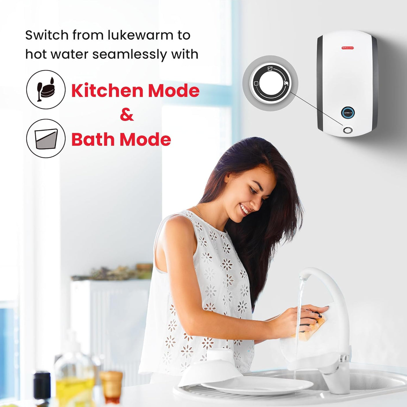 Racold Altro i Plus 3L Instant Water Geyser (White/Grey, 3000W)