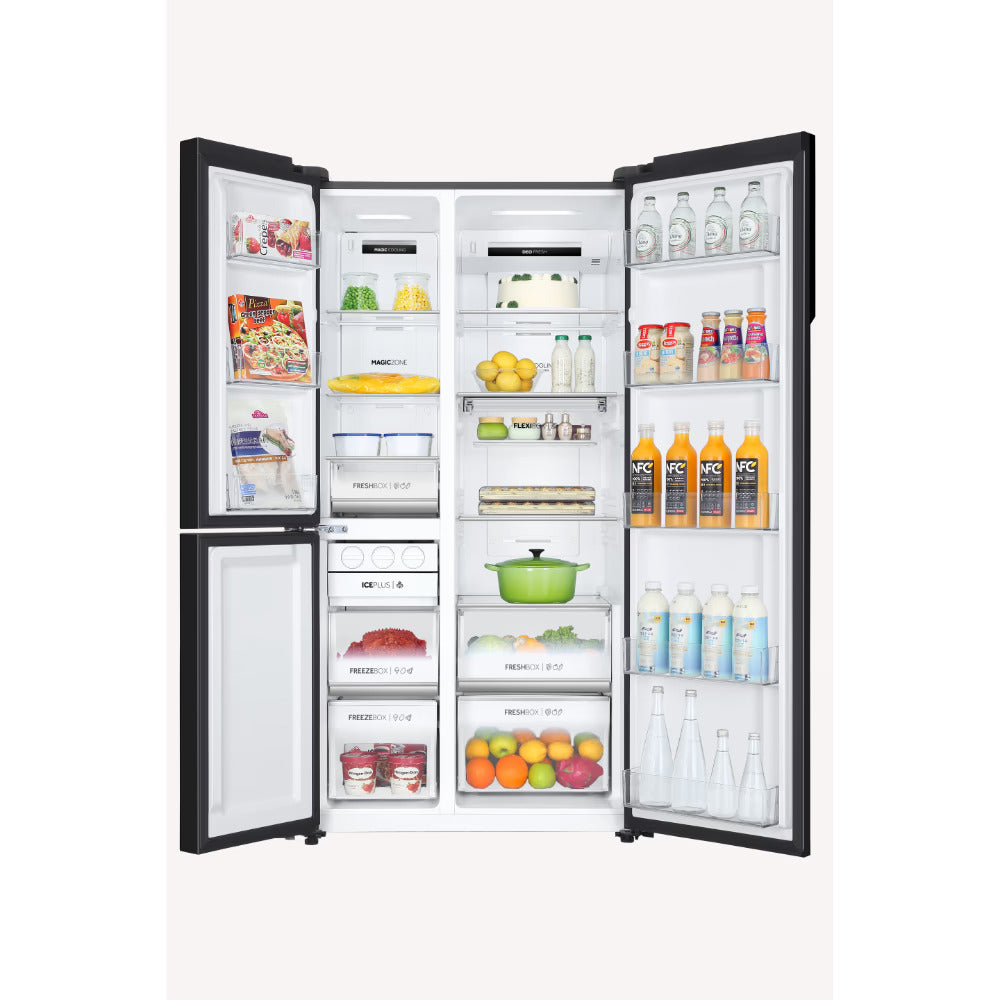 Haier 598 Litres 3 Star Frost Side-by-Side Smart Wifi Enabled Refrigerator with Digital Control Panel (HRT-683KGU1, Black Glass)
