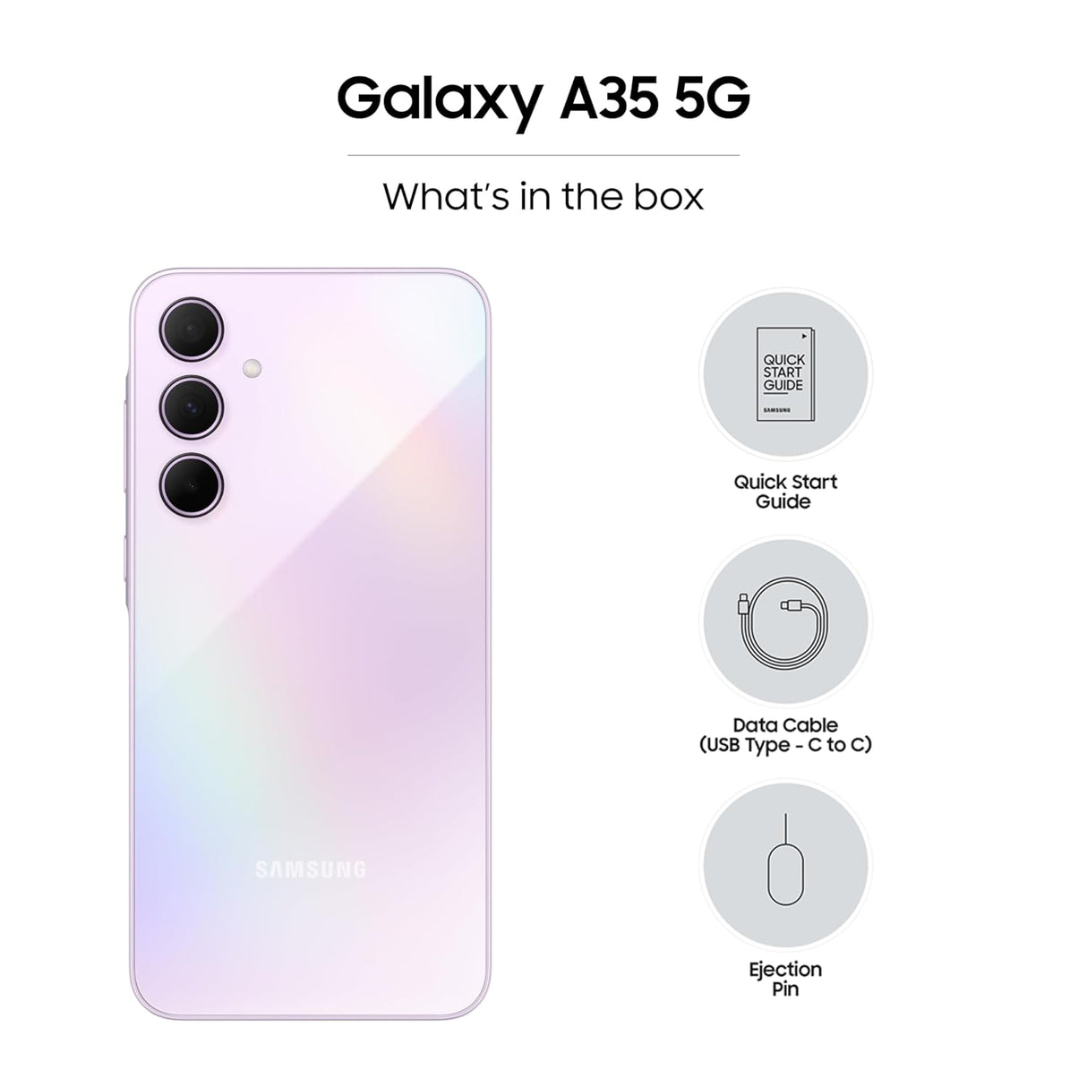 Samsung Galaxy A35 5G (Awesome Lilac, 8GB RAM, 256GB Storage) | Premium Glass Back | 50 MP Main Camera (OIS)