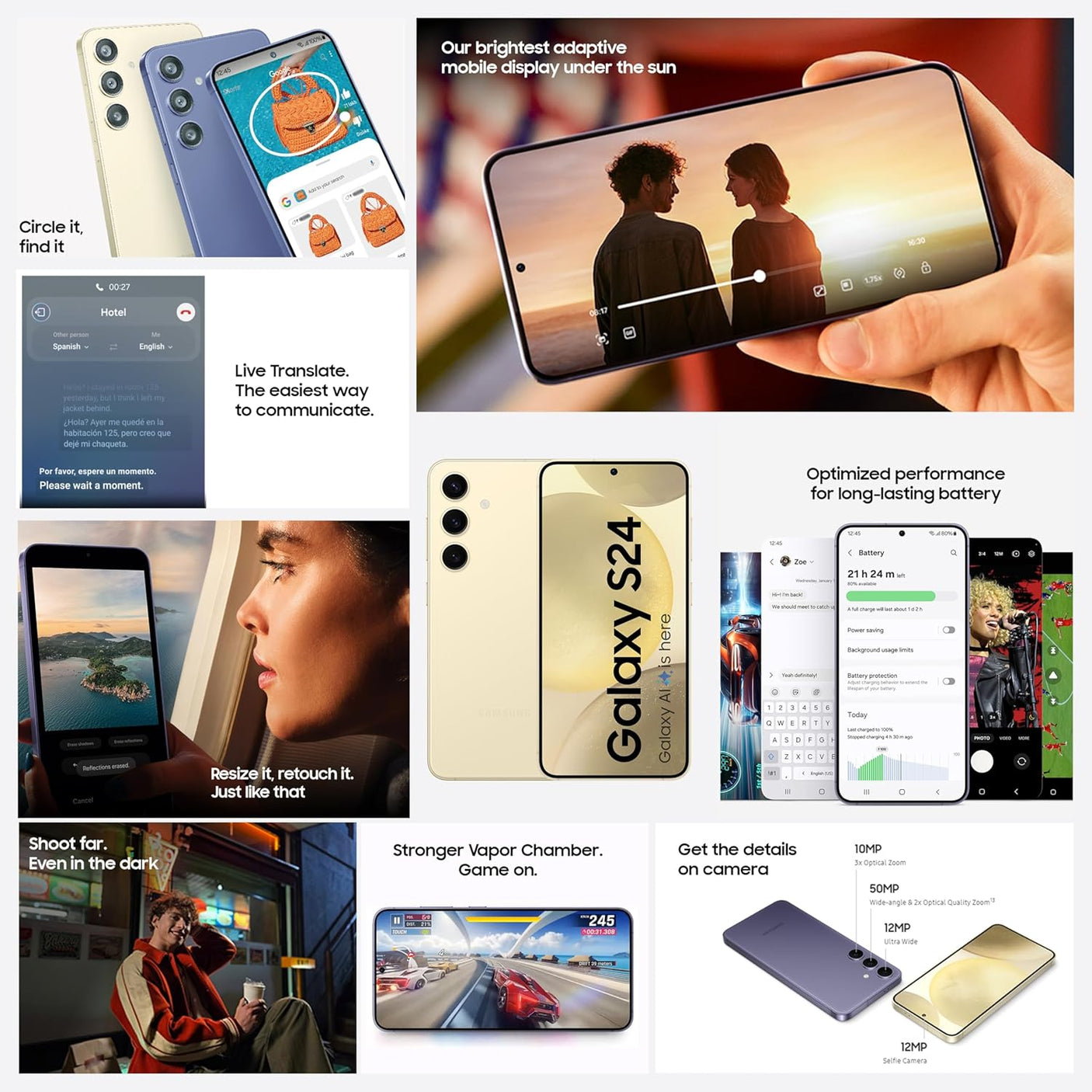 Samsung Galaxy S24 5G (Amber Yellow, 8GB, 256GB Storage) (SAM GLXY S24 SM-S921B (A.YELLOW) 8/256)